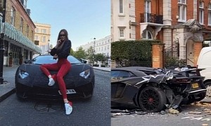 Instagram Influencer's Swarovski Crystal Encrusted Lamborghini Aventador Badly Damaged
