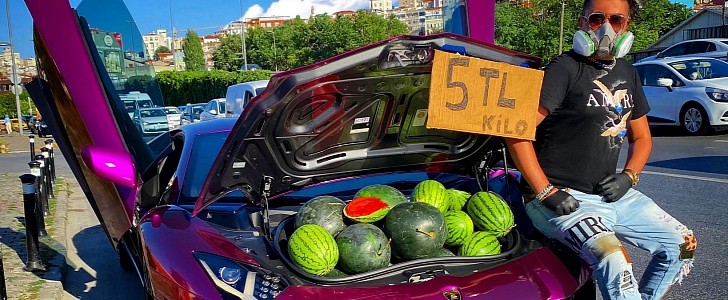 Instagram Influencer Uses Lamborghini Aventador to Sell Watermelons in Turkey