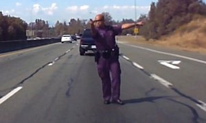Instant Karma Delivered by Police Officer for Driving on Highway Shoulder