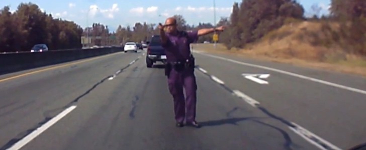 Police officer pulling over smartass