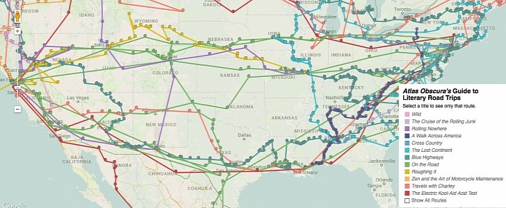 Interactive Map with 12 Famous Road Trips in U.S. Literature Could Come in Handy 