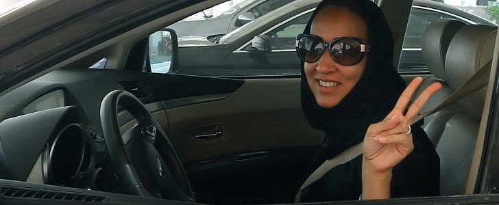 Saudi woman driver celebrating