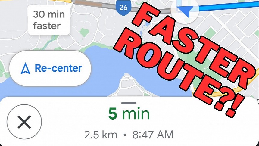 Google ofrece tiempos ridículos para rutas más rápidas