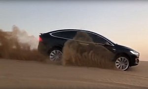 It's Winter, So Here's a Tesla Model X Sand-Surfing in Dubai's Desert