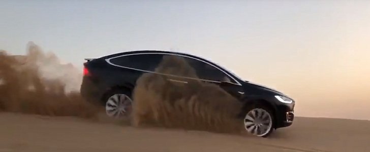Tesla Model X in the desert