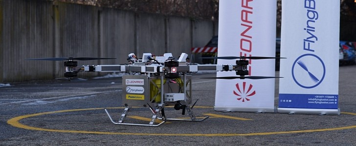 FlyingBasket FB3 drone performs its first urban transport flight in Europe