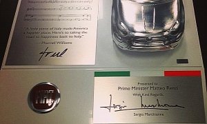 Italian Prime Minister Gets Fiat 500X Statue Signed by Sergio Marchionne and Pharrell?