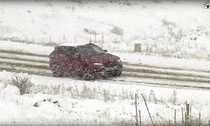 Jaguar F-PACE Comes Flying Out of a Snowy Blizzard in the Rockies