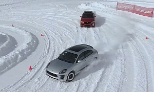 Jaguar F-Pace S vs. Porsche Macan GTS Is Settled With Snow Drifting