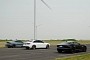 Jaguar F-Type P450 Drag Races Infiniti Q60 Red Sport 400 and Audi S4, V8 Muscle Prevails