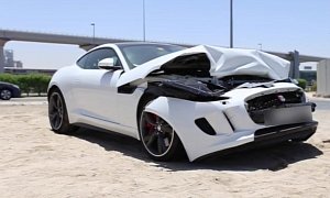 Jaguar F-Type R Coupe Wrecked in Dubai
