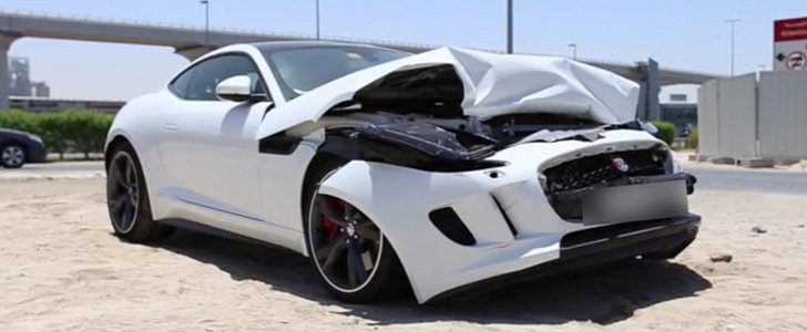 Jaguar F-Typer R Coupe Wrecked in Dubai