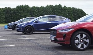 Jaguar I-Pace vs. Tesla Model X 100d and P100D Is a Silent Drag Race