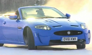 Jaguar XKR-S Convertible Ice Drifitng by Middle-Aged Woman