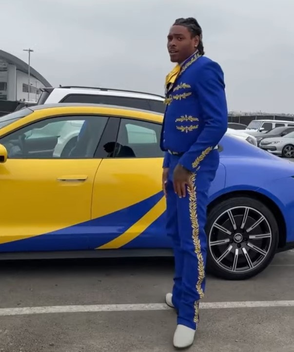 Jalen Ramsey Arrives at Rams-Bucs Game in a Matching Porsche Taycan -  autoevolution