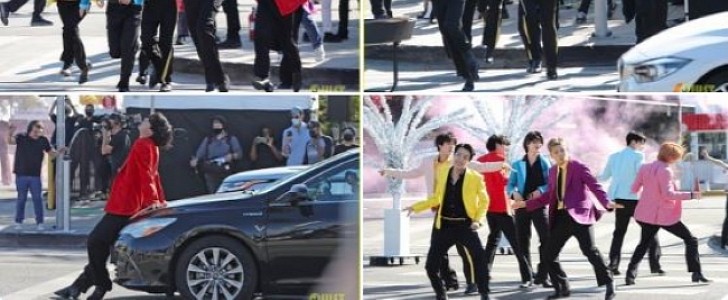 BTS stop traffic in LA, with help from James Corden, to do a flash-dance routine