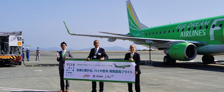 An Embraer E175 conducted a pioneering SAF-powered flight for Fuji Dream Airline