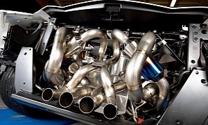 Japanese Custom Aventador Exhaust Is Complicated, Blue and Beautiful