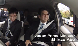 Japanese Prime Minster Shinzo Abe Rides in Autonomous Nissan
