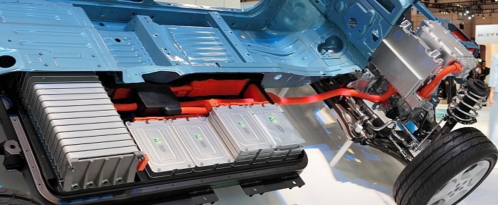 View of Nissan Leaf's battery