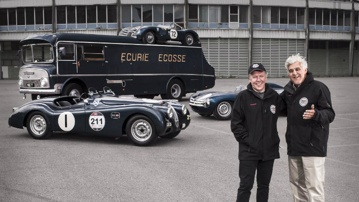 Jay Leno, Ian Callum and an array of Ecurie Ecosse race cars