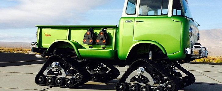 Jeep FC-170 Pickup Has Tracks and Acid Green Paint 