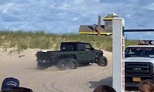 Jeep Gladiator 6x6 Got a Dual Rear Axle for Nothing and Is Now Struggling in the Sand