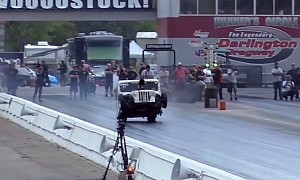 Jeep Mail Truck Doing a Wheelie Is the Coolest Drag Stunt You'll See Today
