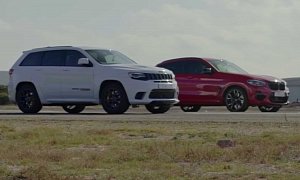 Jeep Trackhawk Drag Races BMW X4 M, Fight Gets Really Close