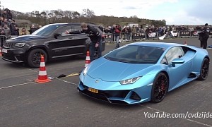 Jeep Trackhawk Pesters Lamborghini Huracan, Challenges It to 1/4-Mile Duel
