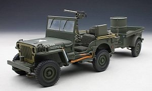 Jeep Willys Scale Model Shows Trailer Full of Artillery Accessories