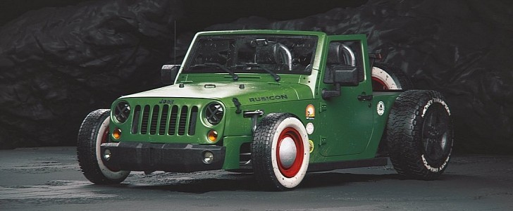 Jeep Wrangler "Rowdy Rubicon" Rat Rod (rendering)