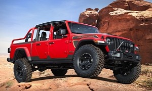 Jeep’s Red Bare Gladiator Rubicon Concept Is a Rugged Rock-Crawling Diesel Truck