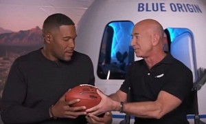 Jeff Bezos Gives Michael Strahan a Football for His Upcoming Space Trip