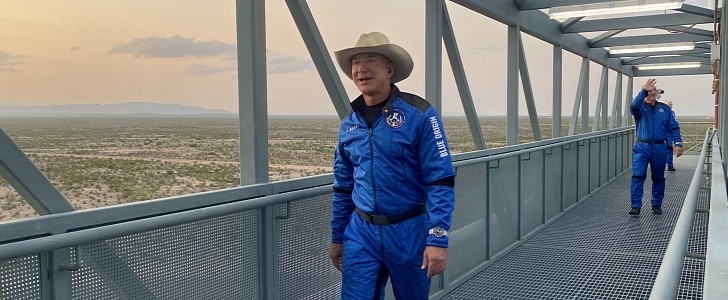 Jeff Bezos, as he gets ready to become the second billionaire to shoot himself into space, on his own rocket