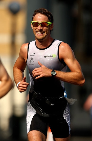 Jenson Button in the London Triathlon