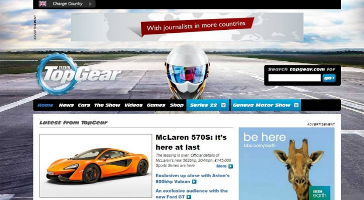 Top Gear UK website early in the morning on April 1st, 2015
