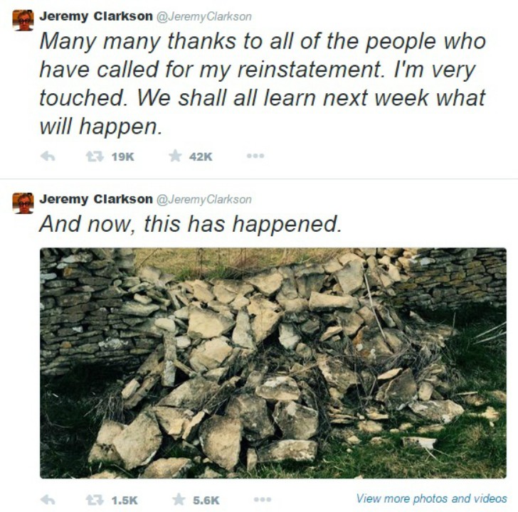Jeremy Clarkson's latest tweets