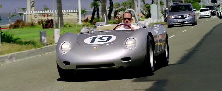 Jerry Seinfeld driving a Porsche