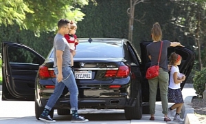 Jessica Alba and Family Drive to the Park in Their BMW 7 Series