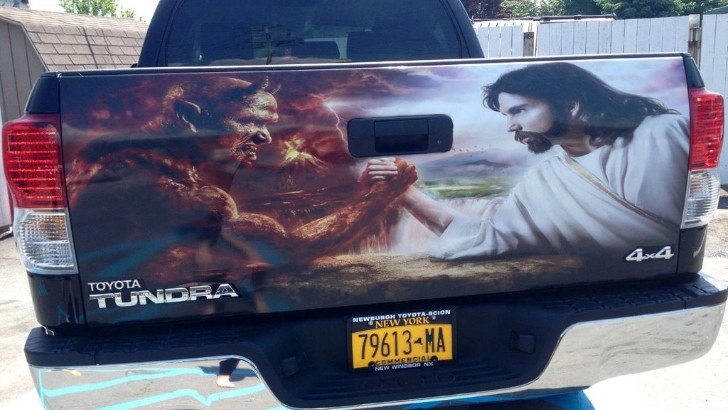 Jesus and Satan on a Toyota Tundra