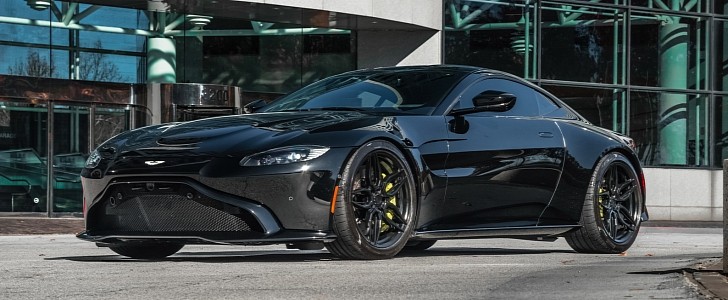 Aston Martin Vantage on satin black wheels