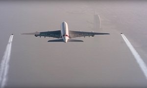 Jetman and His Protege Fly Wing-to-Wing with an Airbus A380 Above Dubai
