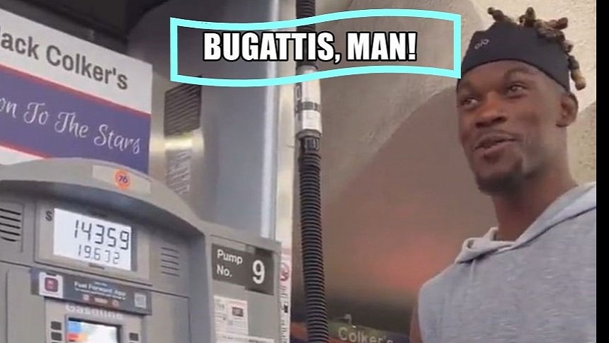 Jimmy Butler complains about the cost of filling up his Bugatti, when he's actually driving a Rolls-Royce