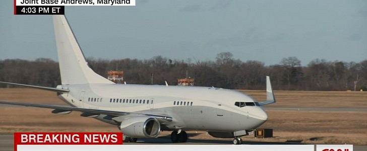 Private plane carrying the First Family lands at Joint Base Andrews, Maryland, for the Inauguration