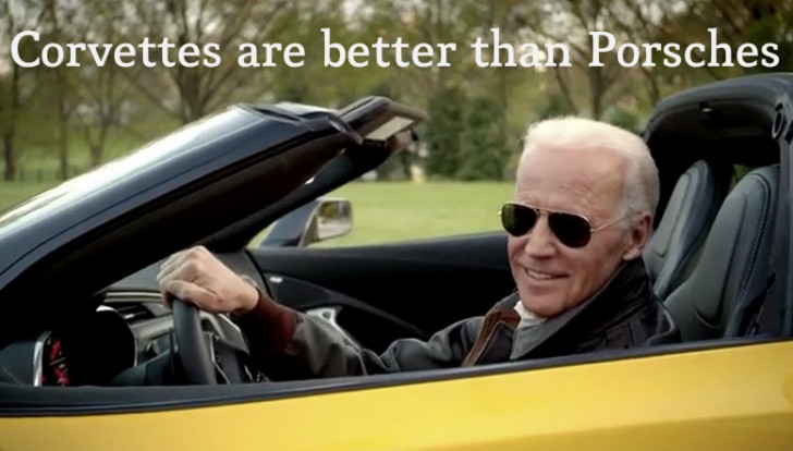 Joe Biden driving a Corvette