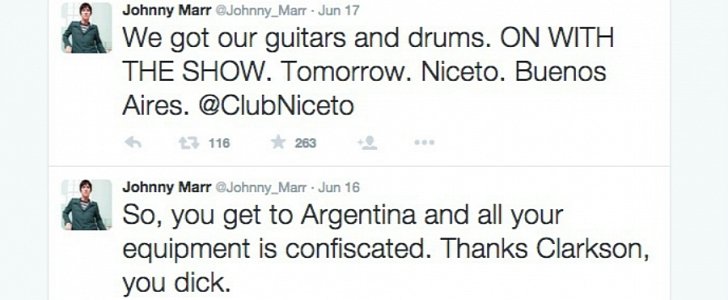Johnny Marr Thanks Jeremy Clarkson for Getting His Touring Equipment Confiscated by Argentinian Authorities