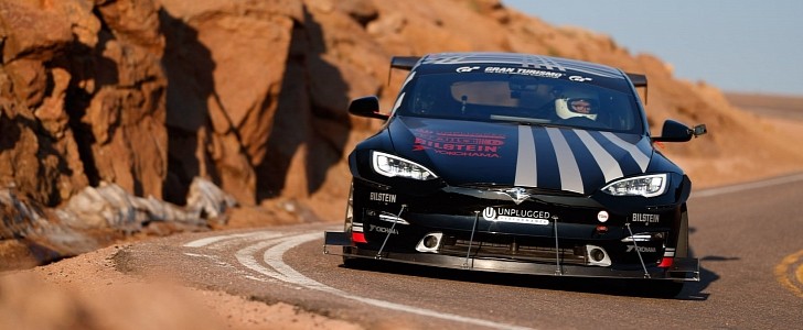 Tesla Model S Plaid by Unplugged Performance at the Pikes Peak exhibition class