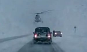 Just Another Day in Russia: Helicopter Lands on Highway