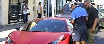 Justin Bieber Gets a Parking Ticket while out with His Bright Red Ferrari